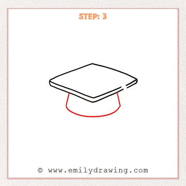 how to draw a graduation hat - Graduation hat drawing with a diamond-shaped brim and a rounded cap base added underneath.